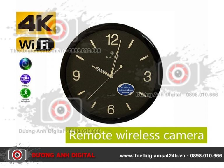 Camera 4K Wifi ngụy trang đồng hồ treo tường KASHI (Black)